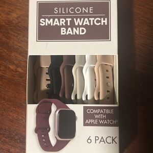 Silicone Smart Watch Band Set - Black, Brown, White, Pink